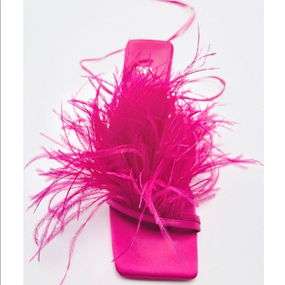 Zara Pink Feather Heels - Picture 13 of 13